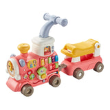 Steam Train Baby Walker Gift Indoor Outdoor Ride on Toy for 6-12 Months Kids Pink