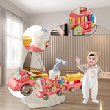 Steam Train Baby Walker Gift Indoor Outdoor Ride on Toy for 6-12 Months Kids Pink