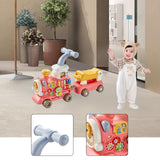 Steam Train Baby Walker Gift Indoor Outdoor Ride on Toy for 6-12 Months Kids Pink