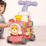 Steam Train Baby Walker Gift Indoor Outdoor Ride on Toy for 6-12 Months Kids Pink