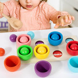 Maxbell Balls in Cups Parent Child Interactive Toy Wooden Matching Game for Children