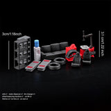 Maxbell 12Pcs Mini Simulated Auto Repair Tool Set for 1/64 Miniature Dioramas