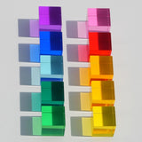 Maxbell 20 Pieces Rainbow Transparent Acrylic Building Blocks for Children Kids Gift