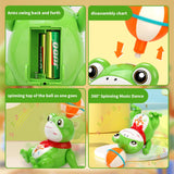 Maxbell Kids Electric Frog Toy Cute LED Musical Spinning Ball Frog Toy for Party Toy