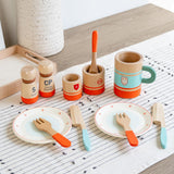 Maxbell Toddlers Tea Set Educational Wooden Pretend Play for Girls Children Toddlers