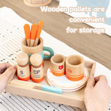 Maxbell Toddlers Tea Set Educational Wooden Pretend Play for Girls Children Toddlers