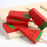 Maxbell Kids Wooden Ice Cream Toy Watermelon Ice Lolly Set for Age 3 4 5 6 Years Old
