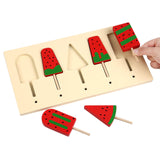 Maxbell Kids Wooden Ice Cream Toy Watermelon Ice Lolly Set for Age 3 4 5 6 Years Old