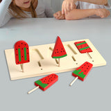 Maxbell Kids Wooden Ice Cream Toy Watermelon Ice Lolly Set for Age 3 4 5 6 Years Old
