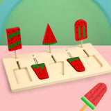 Maxbell Kids Wooden Ice Cream Toy Watermelon Ice Lolly Set for Age 3 4 5 6 Years Old