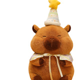 Maxbell Cute Capybara Plush with Birthday Hat Plush Doll Gift Decoration Party Favor 28cm