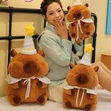 Maxbell Cute Capybara Plush with Birthday Hat Plush Doll Gift Decoration Party Favor 28cm