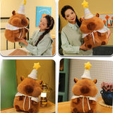 Maxbell Cute Capybara Plush with Birthday Hat Plush Doll Gift Decoration Party Favor 28cm