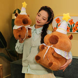 Maxbell Cute Capybara Plush with Birthday Hat Plush Doll Gift Decoration Party Favor 28cm