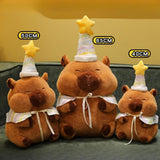 Maxbell Cute Capybara Plush with Birthday Hat Plush Doll Gift Decoration Party Favor 28cm