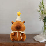 Maxbell Cute Capybara Plush with Birthday Hat Plush Doll Gift Decoration Party Favor 28cm