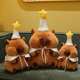 Maxbell Cute Capybara Plush with Birthday Hat Plush Doll Gift Decoration Party Favor 46cm
