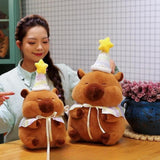 Maxbell Cute Capybara Plush with Birthday Hat Plush Doll Gift Decoration Party Favor 46cm