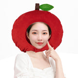 Maxbell Apple Hat Cosplay Accessories Cute Plush Party Headgear for Holiday Carnival