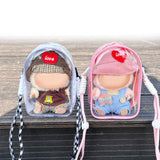 Maxbell Doll Display Bag Dustproof Accessory Clear Zipper Closure Doll Carrying Case Lanyard 23cm Blue Red White Rope
