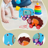 Maxbell Pull Along Toy Sensory Interactive for Birthday Pretend Play Early Education Hedgehog