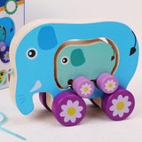 Maxbell Pull Along Toy Sensory Interactive for Birthday Pretend Play Early Education Elephant