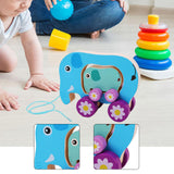 Maxbell Pull Along Toy Sensory Interactive for Birthday Pretend Play Early Education Elephant