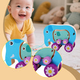 Maxbell Pull Along Toy Sensory Interactive for Birthday Pretend Play Early Education Elephant