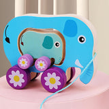 Maxbell Pull Along Toy Sensory Interactive for Birthday Pretend Play Early Education Elephant