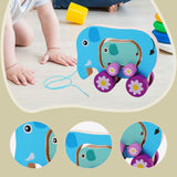 Maxbell Pull Along Toy Sensory Interactive for Birthday Pretend Play Early Education Elephant