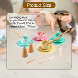 Maxbell Wooden Toy Plates Dishes Cups Simulation Play Kitchen Dish Set for Kids Boys