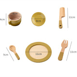 Maxbell Wooden Play Dishes and Plates Spoons Accessories for 3+ Pretend Play Playset