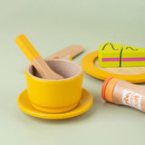 Maxbell Wooden Play Dishes and Plates Spoons Accessories for 3+ Pretend Play Playset