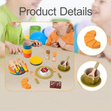 Maxbell Wooden Play Dishes and Plates Spoons Accessories for 3+ Pretend Play Playset