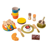 Maxbell Wooden Play Dishes and Plates Spoons Accessories for 3+ Pretend Play Playset