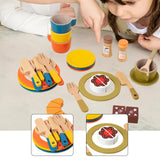 Maxbell Wooden Play Dishes and Plates Spoons Accessories for 3+ Pretend Play Playset