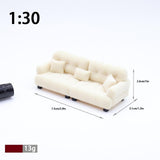 Maxbell Miniature Dollhouse Sofa Room Scene Decoration Realistic Miniature Toy Model 1 30 Beige
