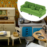 Maxbell Miniature Dollhouse Sofa Room Scene Decoration Realistic Miniature Toy Model 1 25 Green