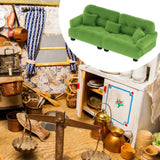 Maxbell Miniature Dollhouse Sofa Room Scene Decoration Realistic Miniature Toy Model 1 25 Green