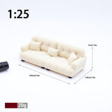 Maxbell Miniature Dollhouse Sofa Room Scene Decoration Realistic Miniature Toy Model 1 25 Beige