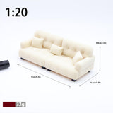 Maxbell Miniature Dollhouse Sofa Room Scene Decoration Realistic Miniature Toy Model 1 20 Beige