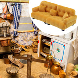 Maxbell Miniature Dollhouse Sofa Room Scene Decoration Realistic Miniature Toy Model 1 20 Brown