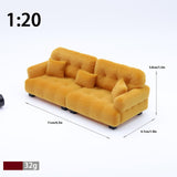 Maxbell Miniature Dollhouse Sofa Room Scene Decoration Realistic Miniature Toy Model 1 20 Brown