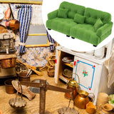 Maxbell Miniature Dollhouse Sofa Room Scene Decoration Realistic Miniature Toy Model 1 12 Green
