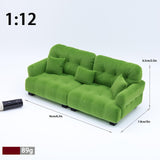 Maxbell Miniature Dollhouse Sofa Room Scene Decoration Realistic Miniature Toy Model 1 12 Green