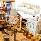 Maxbell Miniature Dollhouse Sofa Room Scene Decoration Realistic Miniature Toy Model 1 12 Beige