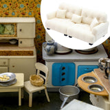 Maxbell Miniature Dollhouse Sofa Room Scene Decoration Realistic Miniature Toy Model 1 12 Beige