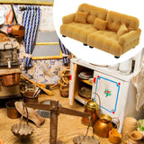 Maxbell Miniature Dollhouse Sofa Room Scene Decoration Realistic Miniature Toy Model 1 12 Brown