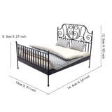 Maxbell 1/12 Pretend Play Toy Vintage Lifelike Miniature Bed for Kids Girls Children black