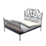 Maxbell 1/12 Pretend Play Toy Vintage Lifelike Miniature Bed for Kids Girls Children black